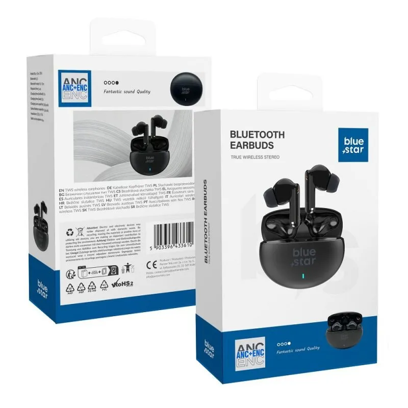 Bluetooth slusalice BLUE STAR ZEN ANC + ENC TX5 TWS crne