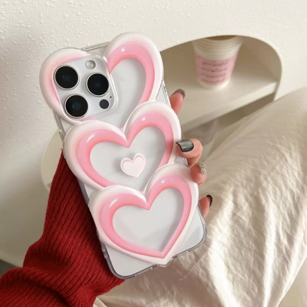 Futrola Triple Heart za iPhone 17 Pro Max roze