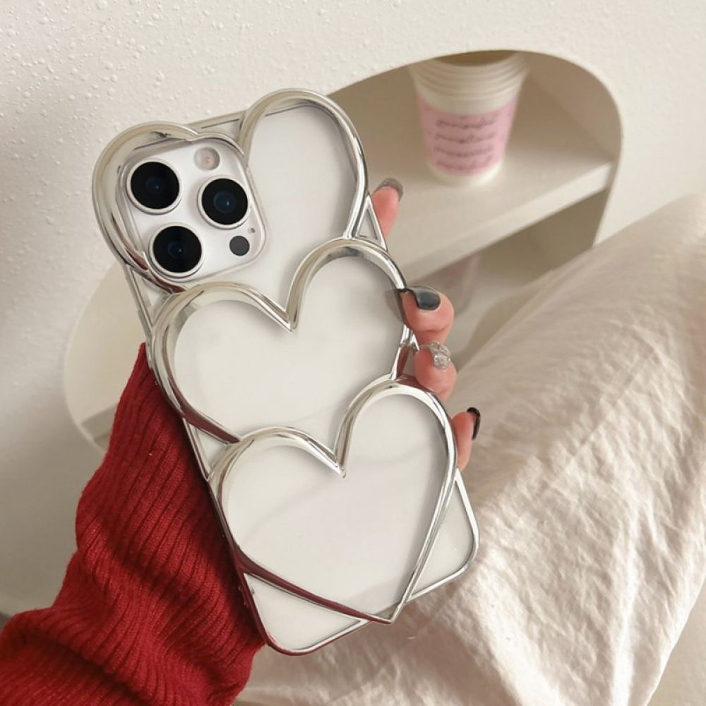 Futrola Triple Heart za iPhone 17 Pro srebrna
