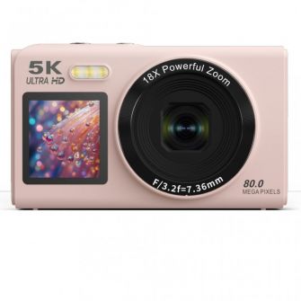 X-Cell Digitalna kamera  5K – 80 MP, 18x Zoom, Wi-Fi roze
