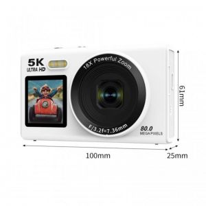 X-Cell Digitalna kamera 5K – 80 MP, 18x Zoom, Wi-Fi  bela