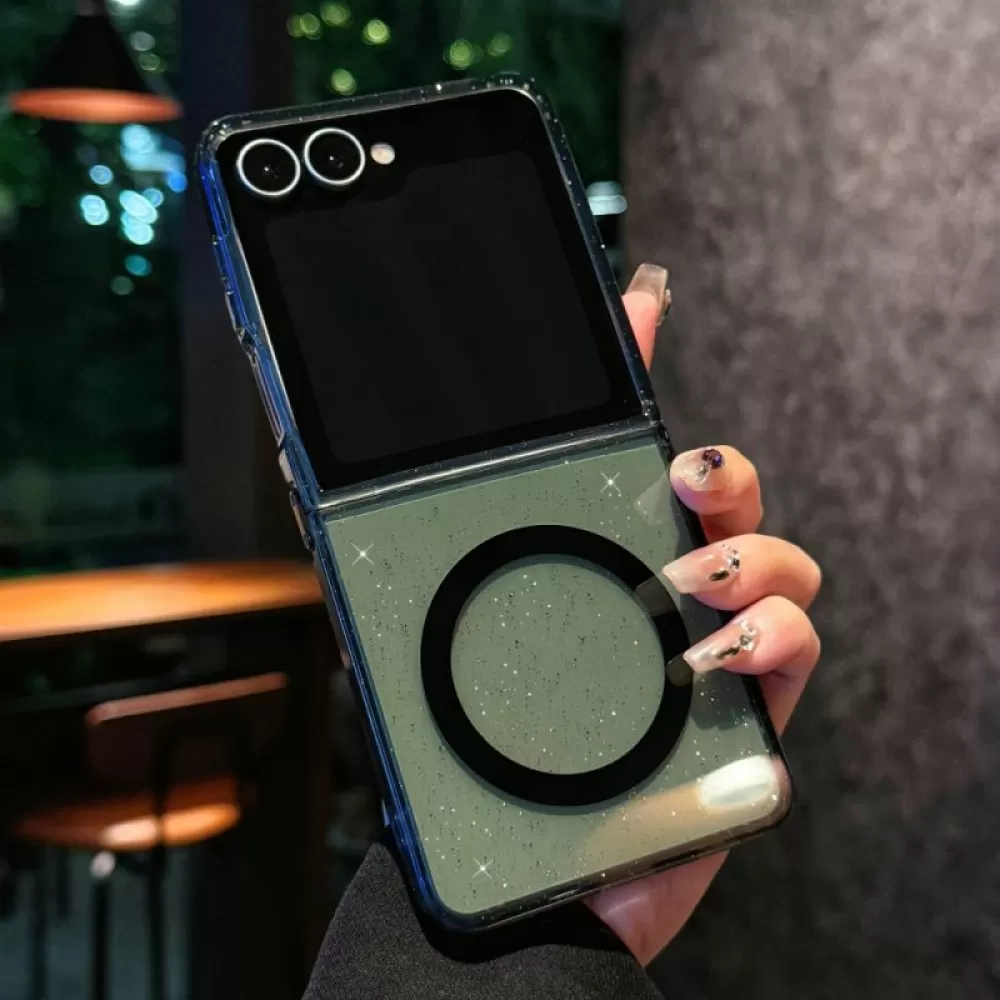 Futrola Glitter Clear za Samsung Galaxy Z Flip 7 crna