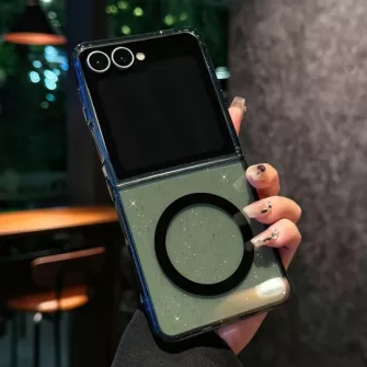 Futrola Glitter Clear za Samsung Galaxy Z Flip 7 crna