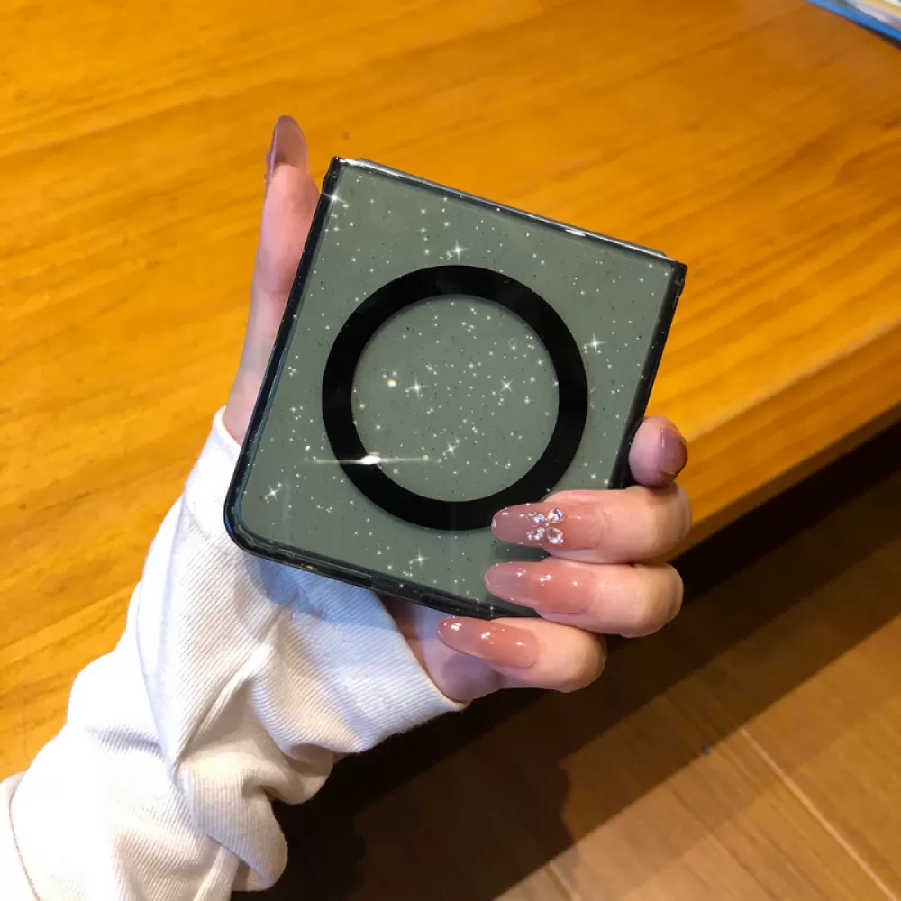 Futrola Glitter Clear za Samsung Galaxy Z Flip 7 crna