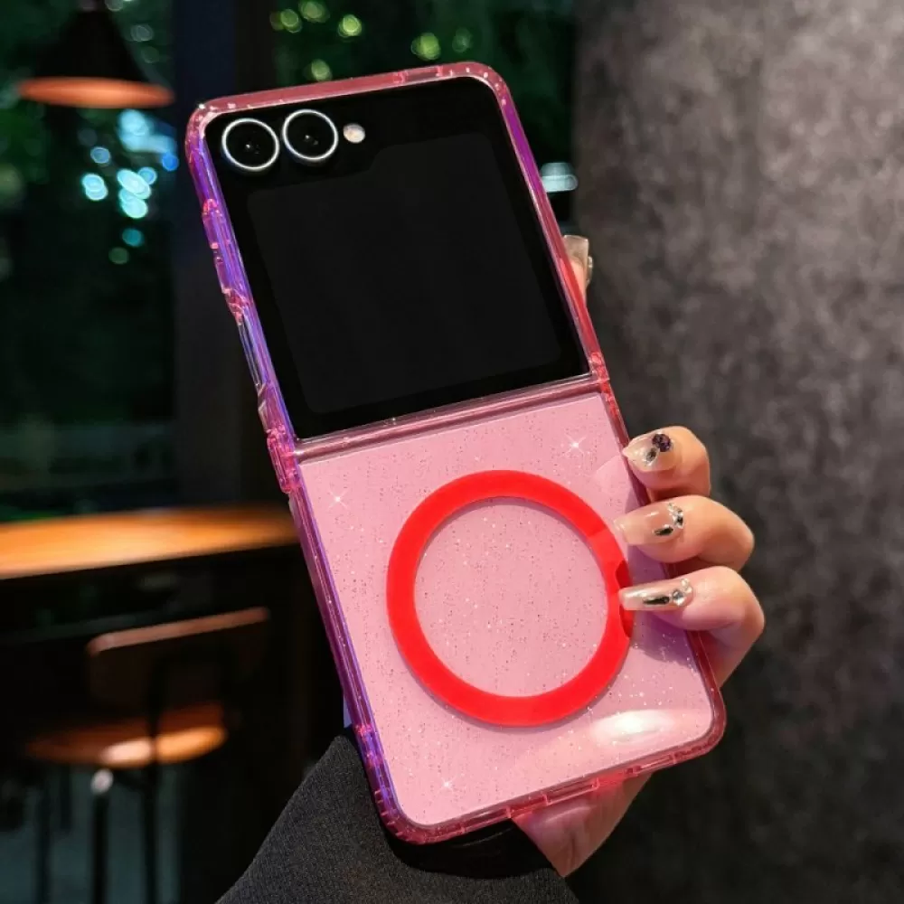 Futrola Glitter Clear za Samsung Galaxy Z Flip 7 roze