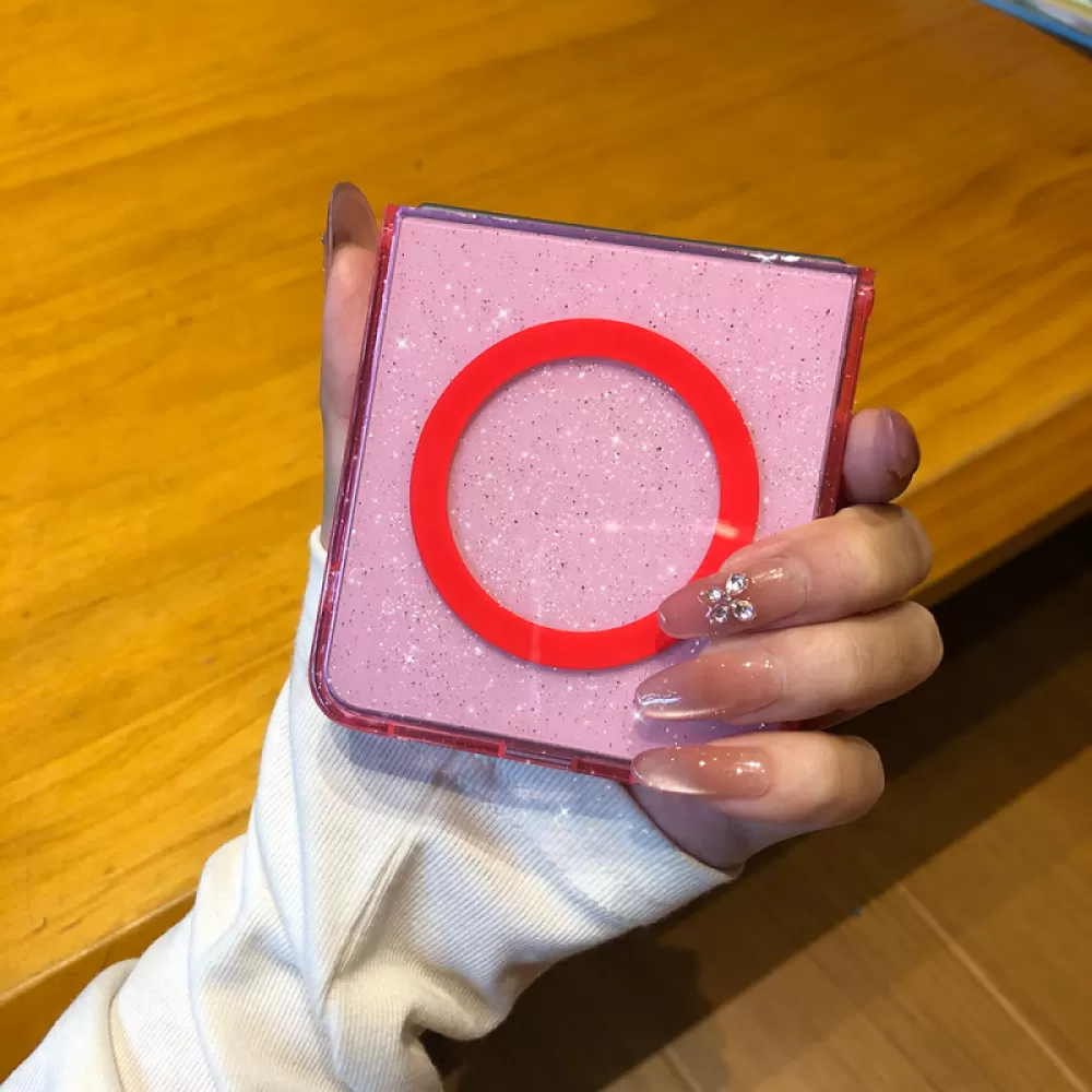 Futrola Glitter Clear za Samsung Galaxy Z Flip 7 roze