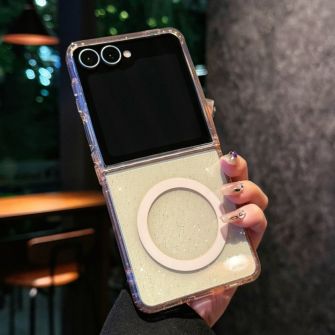 Futrola Glitter Clear za Samsung Galaxy Z Flip 7 narandzasta