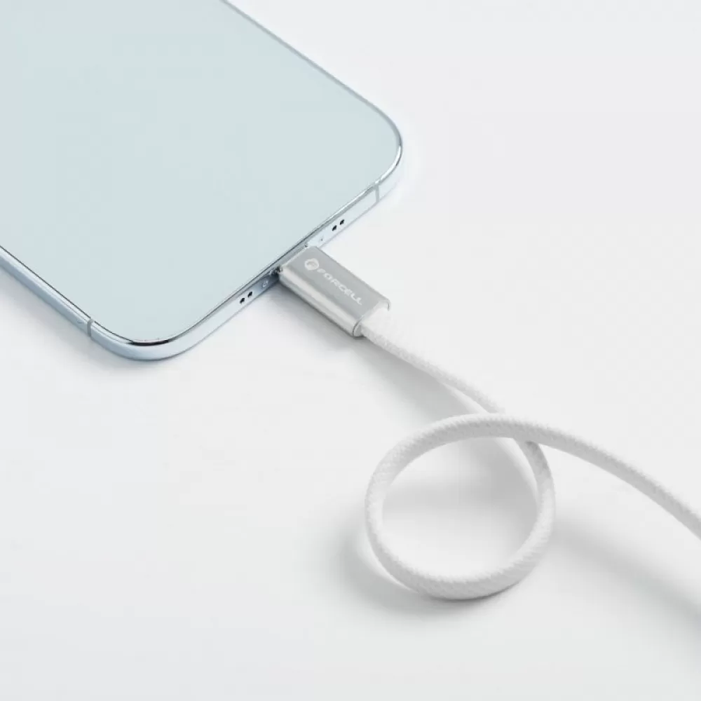 USB kabl (kabal) Forcell F-Energy QC4.0 PD 5A 240W USB C (Type C) na USB C (Type C) Cafule Flat 1,2 m beli