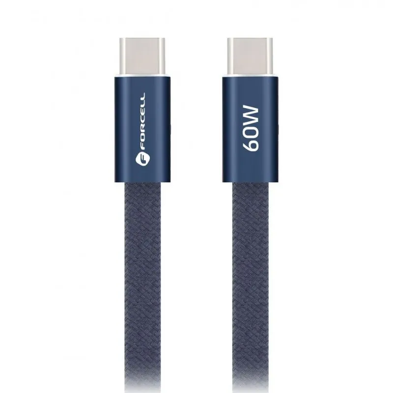 USB kabl (kabal) Forcell F-Energy QC4.0 PD 3A 60W Type C na  Type C za iPhone 17/17 Pro/17 Pro Max  Cafule Flat 1,2 m tamno plavi