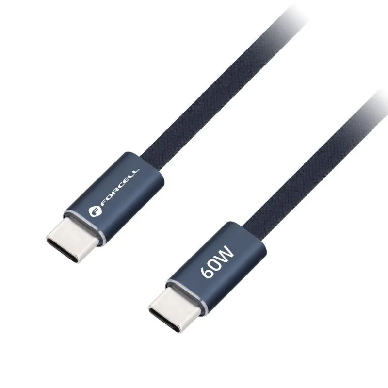 USB kabl (kabal) Forcell F-Energy QC4.0 PD 3A 60W Type C na  Type C za iPhone 17/17 Pro/17 Pro Max  Cafule Flat 1,2 m tamno plavi