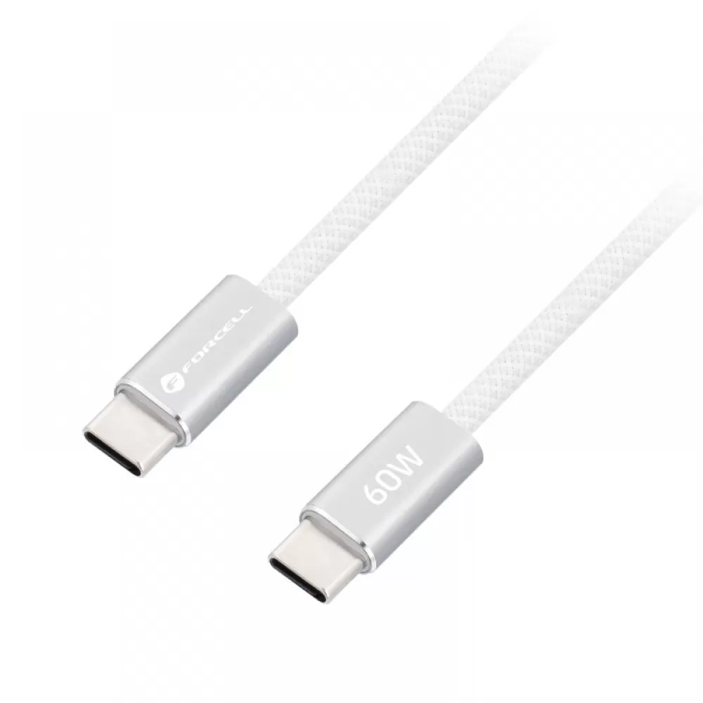 USB kabl (kabal) Forcell F-Energy QC4.0 PD 3A 60W USB C (Type C) na USB C (Type C) Cafule Flat 1,2 m beli