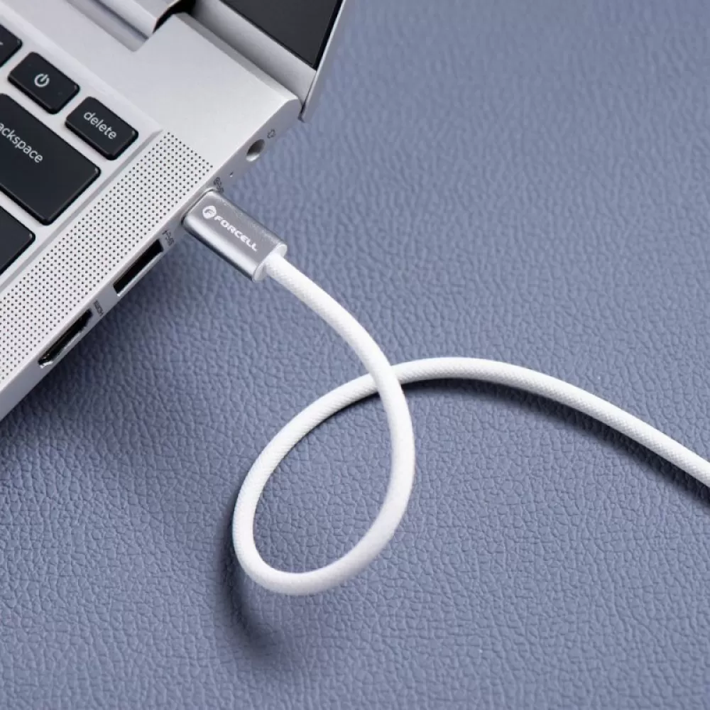 USB kabl (kabal) Forcell F-Energy QC4.0 PD 3A 60W USB C (Type C) na USB C (Type C) Cafule Flat 1,2 m beli