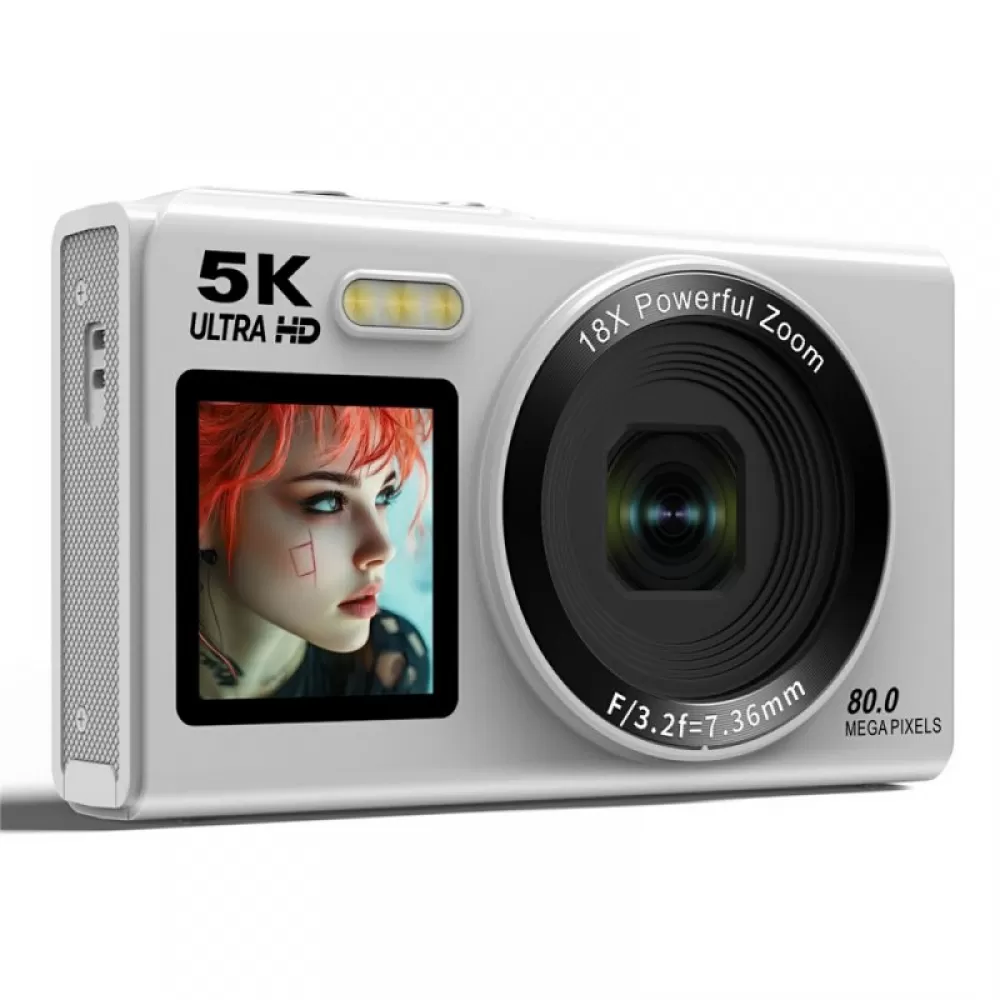 X-Cell Digitalna kamera 5K – 80 MP, 18x Zoom, Wi-Fi  bela