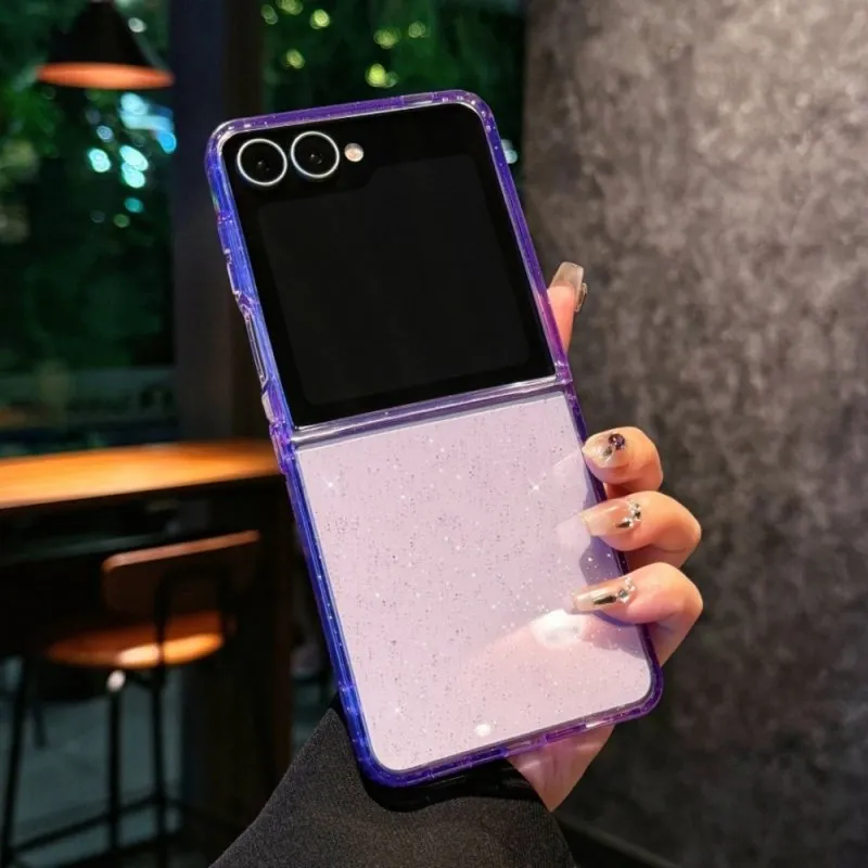 Futrola Glitter Clear za Samsung Galaxy Z Flip 7 ljubicasta
