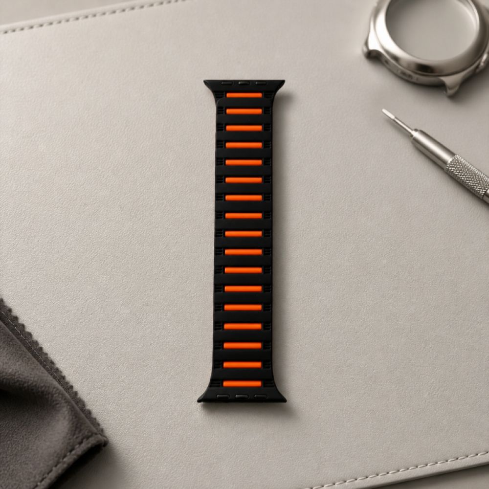 Narukvica za sat X-Cell Apple Watch 42/44/45/49 mm No7 crno-narandzasta