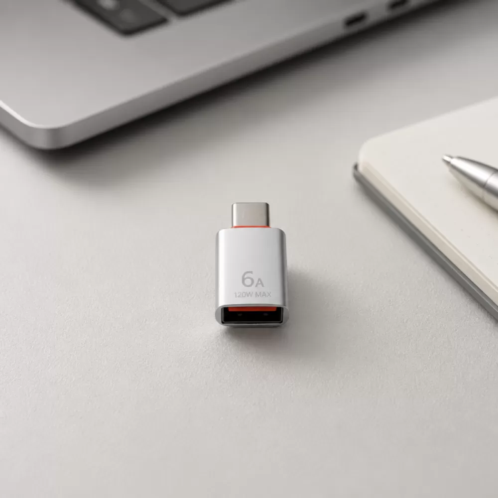 6A USB OTG adapter USB 3.0 A muski na Type-C zenski konverter za brzo punjenje 120W srebrni
