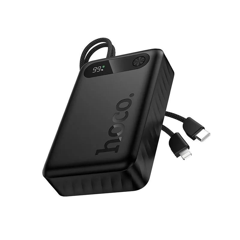 Powerbank Hoco 20000 mAh QC PD 2A 22,5W sa ugradjenim kablovima USB C (Type C) + Lightning J171A crni