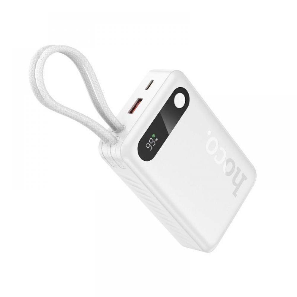 Powerbank Hoco 20000 mAh QC PD 2A 22,5W sa ugradjenim kablovima USB C (Type C) + Lightning J171A beli