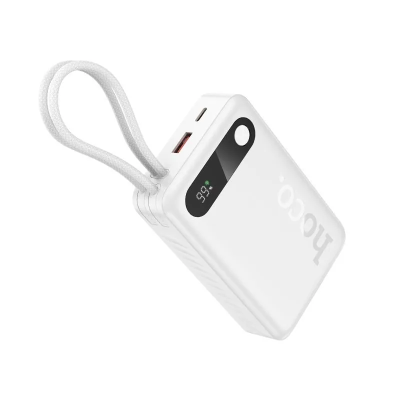 Powerbank Hoco 20000 mAh QC PD 2A 22,5W sa ugradjenim kablovima USB C (Type C) + Lightning J171A beli