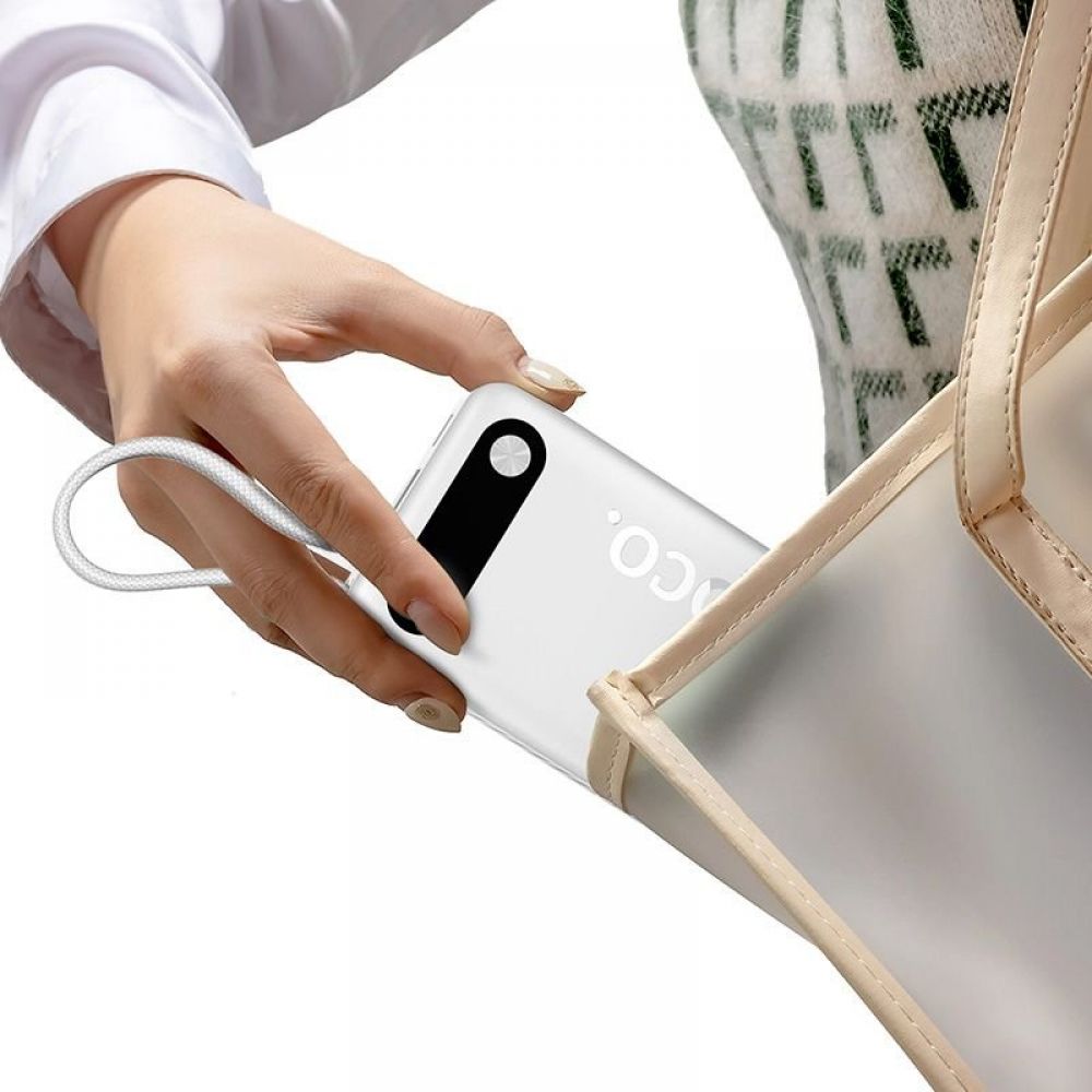 Powerbank Hoco 20000 mAh QC PD 2A 22,5W sa ugradjenim kablovima USB C (Type C) + Lightning J171A beli