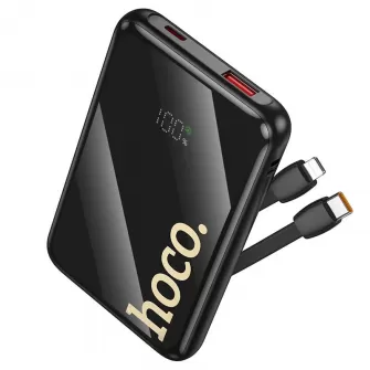 Powerbank Hoco 10000 mAh QC PD 22,5W sa ugradjenim kablovima USB C (Type C) + Lightning Q37 crni