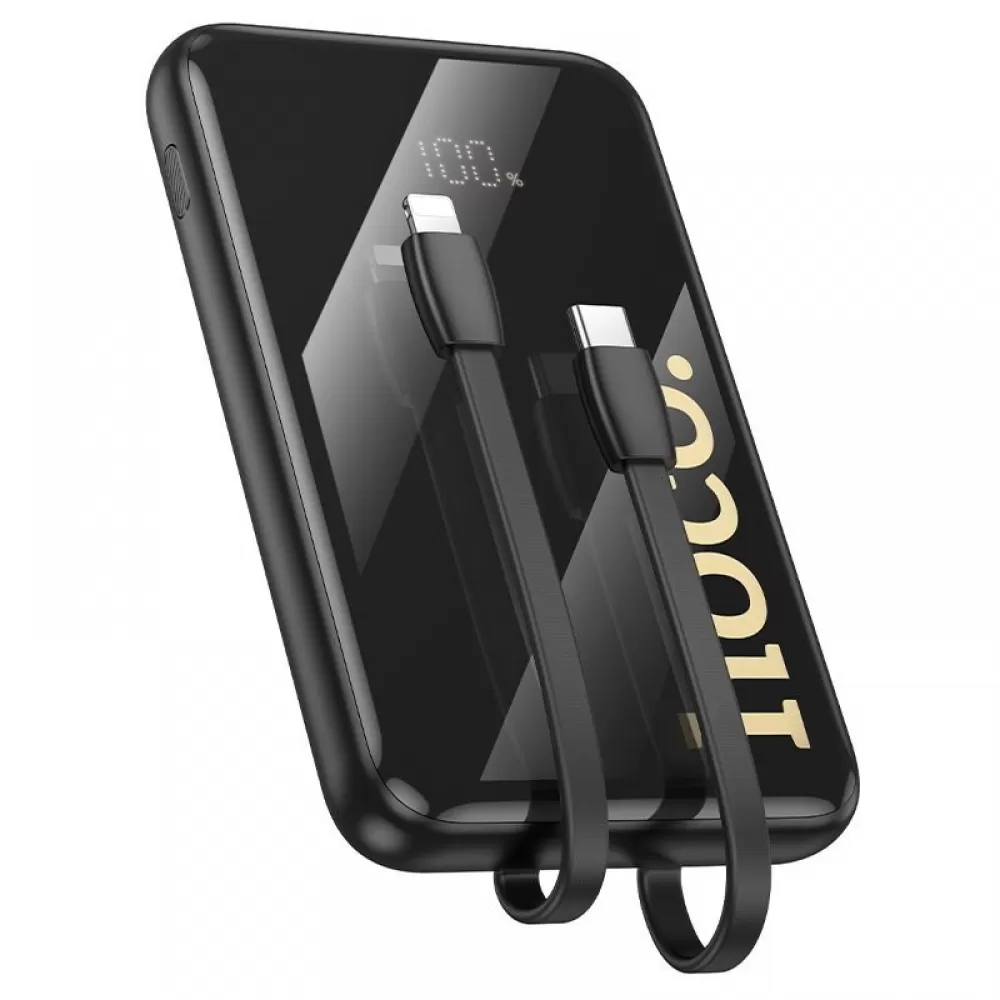 Powerbank Hoco 10000 mAh QC PD 22,5W sa ugradjenim kablovima USB C (Type C) + Lightning Q37 crni