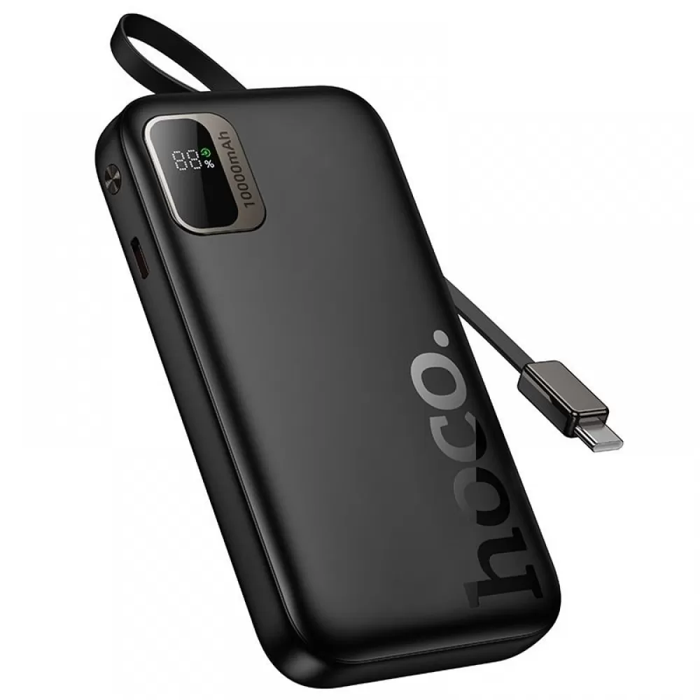 Powerbank Hoco 10000 mAh QC PD 20W sa uvijajucim USB C (Type C) kablom Q51 crni
