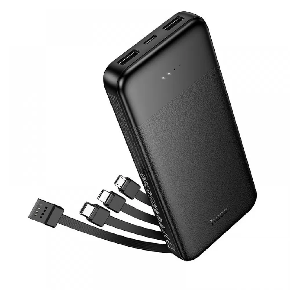 Powerbank Hoco 10000 mAh 2A sa cetiri ugradjena kabla USB A + USB C (Type C) + Lightning + Micro USB J163 crni