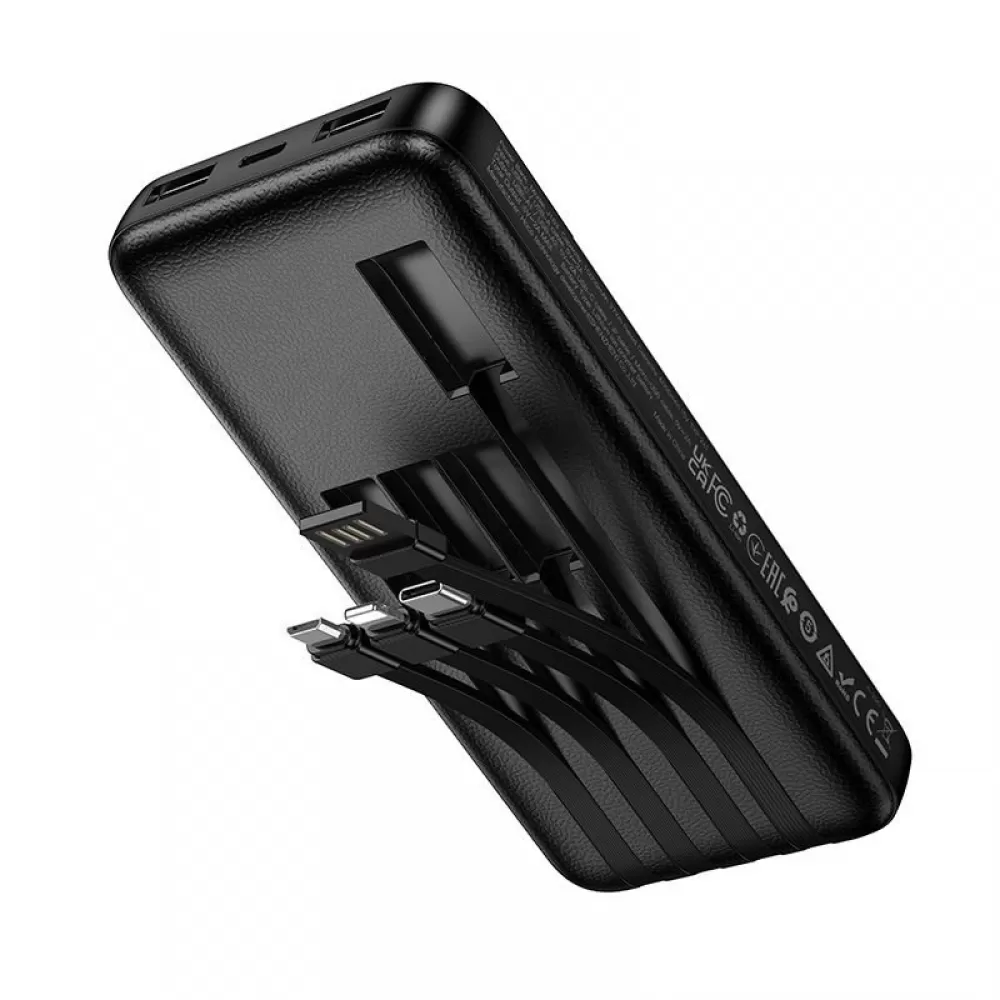Powerbank Hoco 10000 mAh 2A sa cetiri ugradjena kabla USB A + USB C (Type C) + Lightning + Micro USB J163 crni