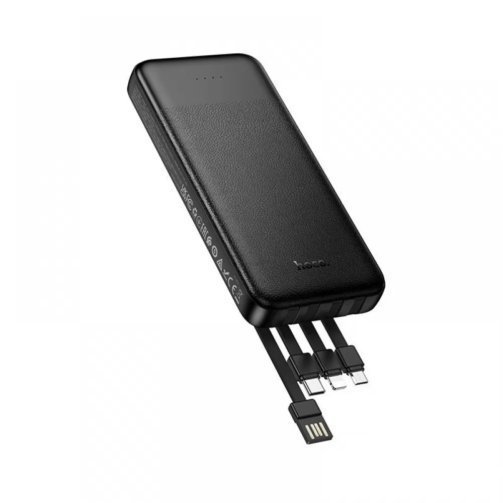 Powerbank Hoco 10000 mAh 2A sa cetiri ugradjena kabla USB A + USB C (Type C) + Lightning + Micro USB J163 crni