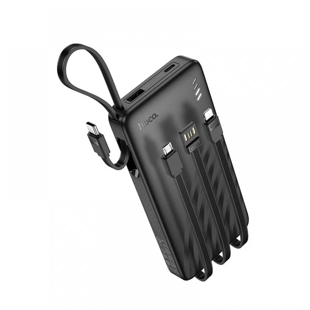 Powerbank Hoco 10000 mAh 2A sa cetiri ugradjena kabla USB A + USB C (Type C) + Lightning + Micro USB J146 crni