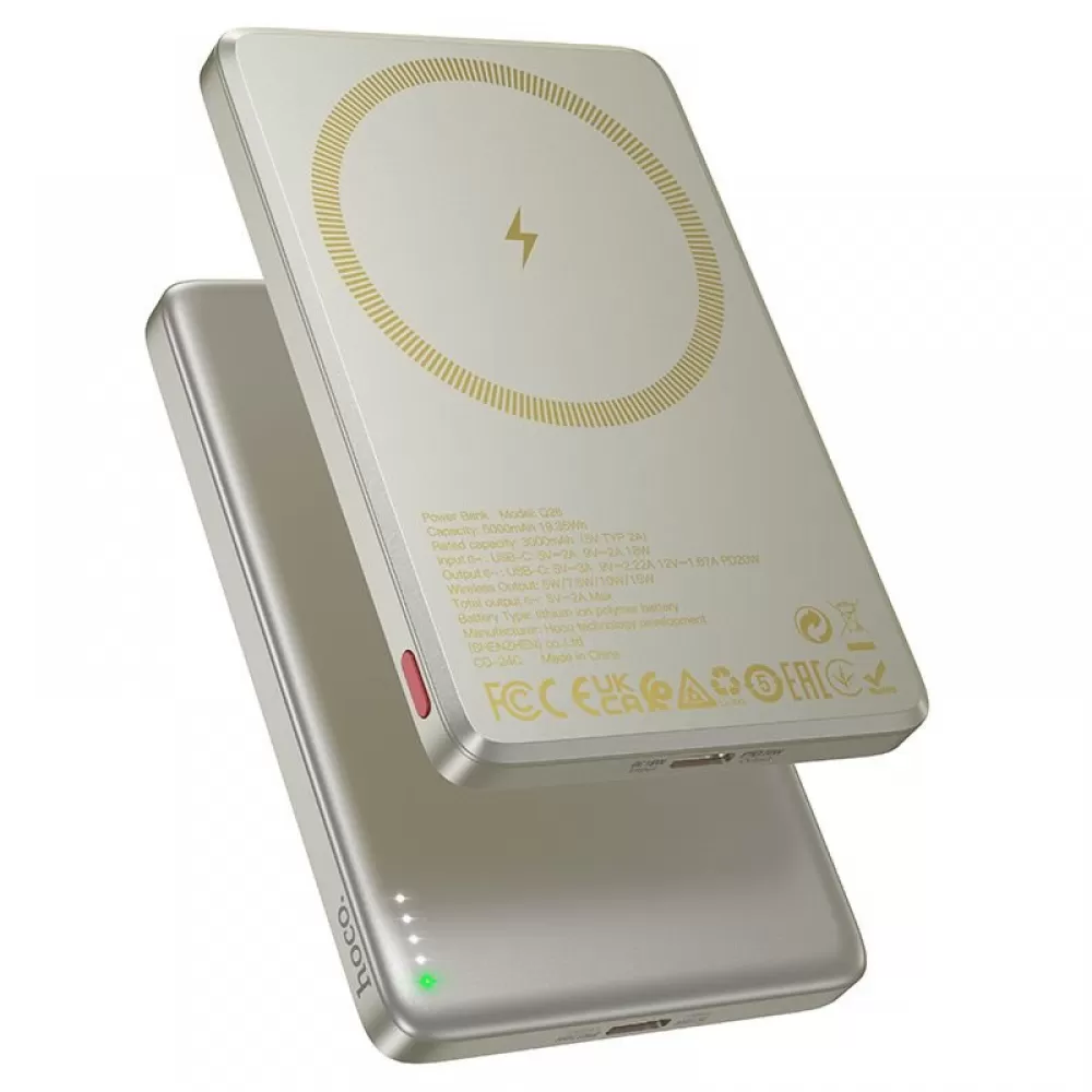 Powerbank kompatibilan sa MagSafe Hoco 5000 mAh QC PD 2A 20W Q26 narandzasti