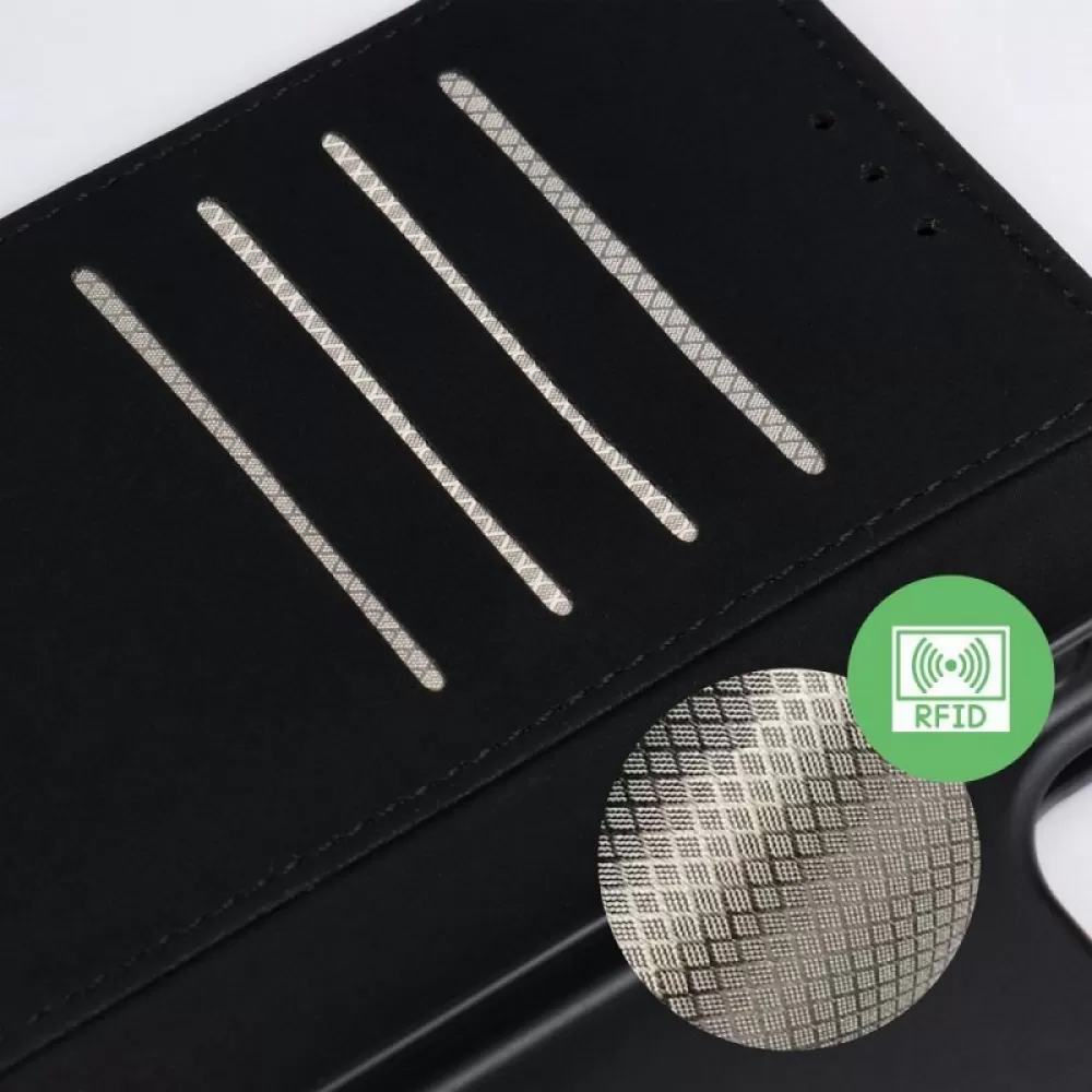 Futrola 4Card RFID book za iPhone 17 PRO MAX crna tech fabric