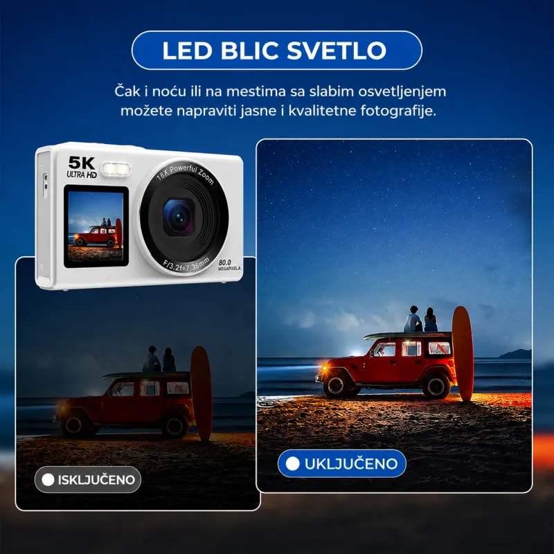 X-Cell Digitalna kamera  5K â€“ 80 MP, 18x Zoom, Wi-Fi roze