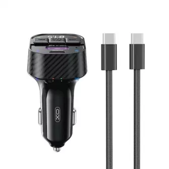 XO FM transmiter BCC17 Bluetooth MP3 auto punjac 30W crni + USB-C (Type C) - USB-C (Type C) kabl
