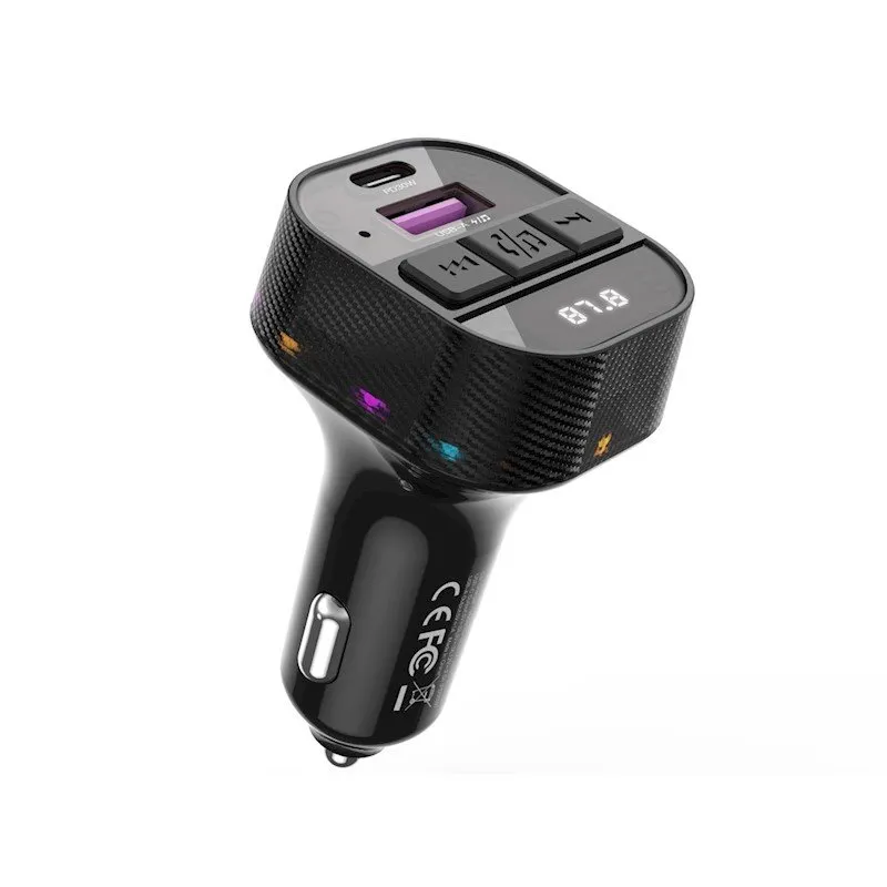 XO FM transmiter BCC17 Bluetooth MP3 auto punjac 30W crni + USB-C (Type C) - USB-C (Type C) kabl