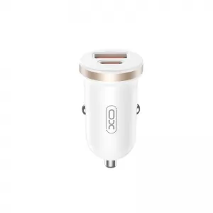 XO auto punjac CC56 PD 30W QC 1x USB 1x USB-C (Type C) beli