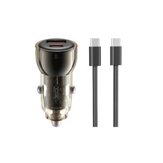 XO auto punjac CC60 60W 1x USB 1x USB-C (Type C) crni + USB-C (Type C) - USB-C (Type C) kabl