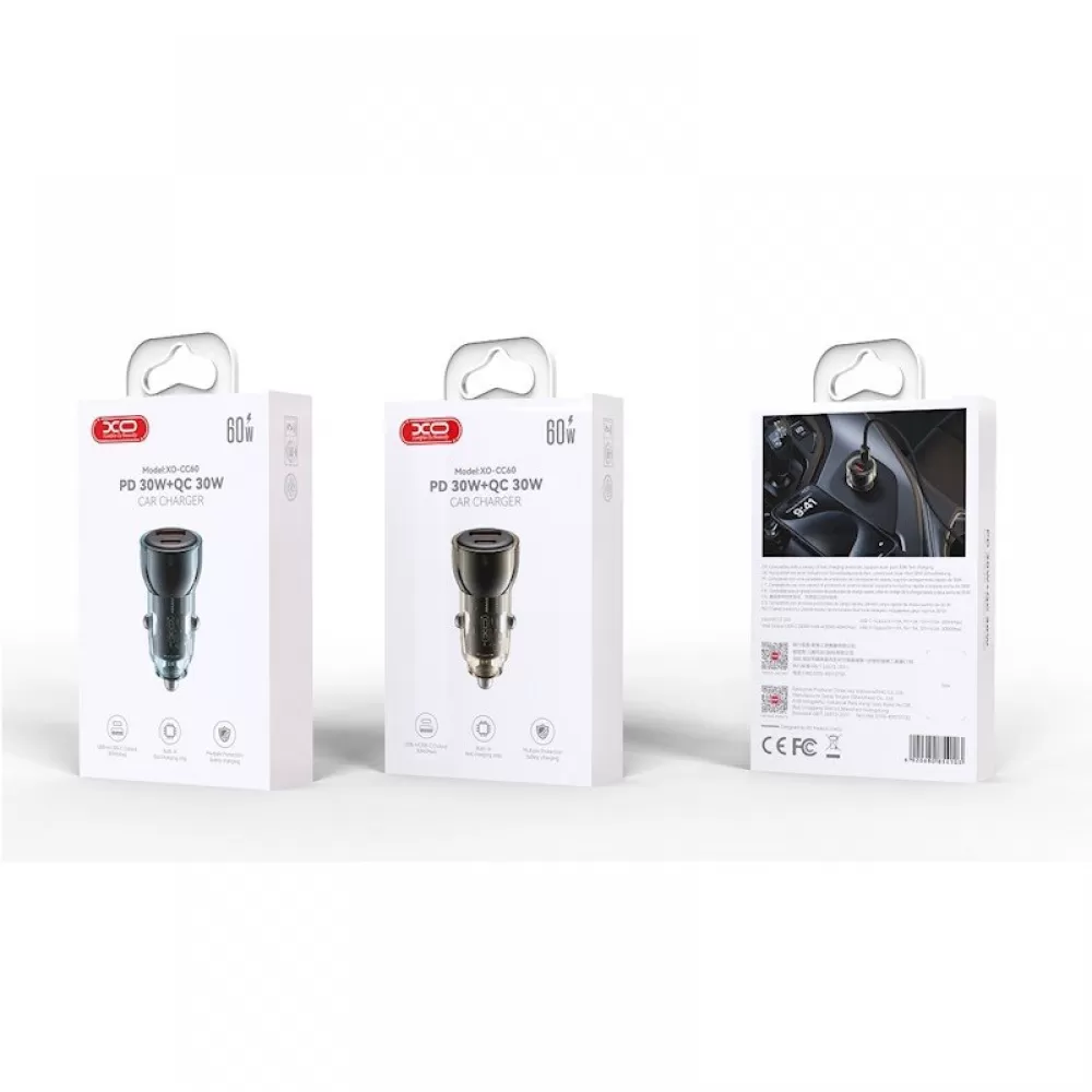XO auto punjac CC60 60W 1x USB 1x USB-C (Type C) plavi