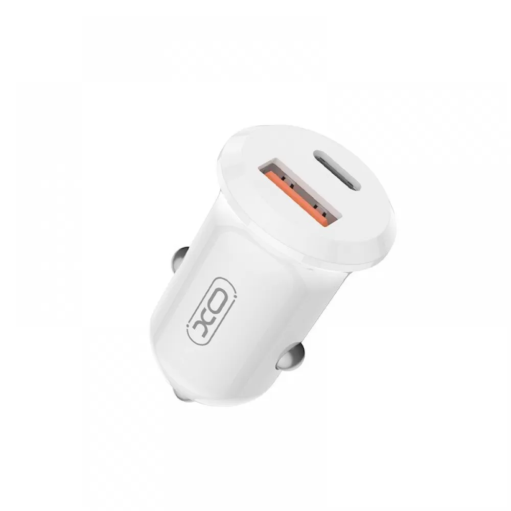 XO auto punjac CC69 PD 30W QC 1x USB 1x USB-C (Type C) beli