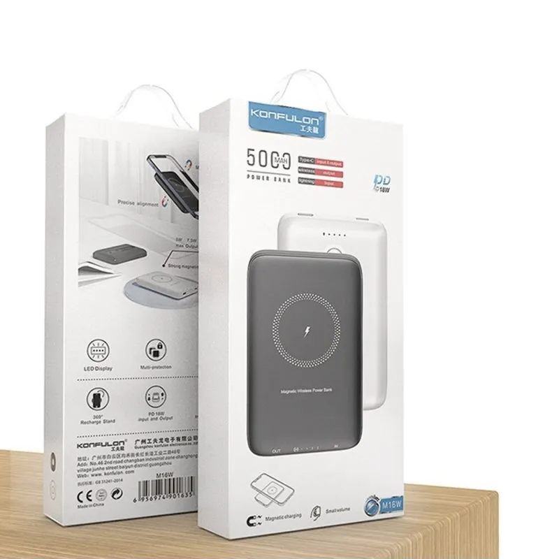 Power bank KONFULON M16W 5000 mAh PD18W crni