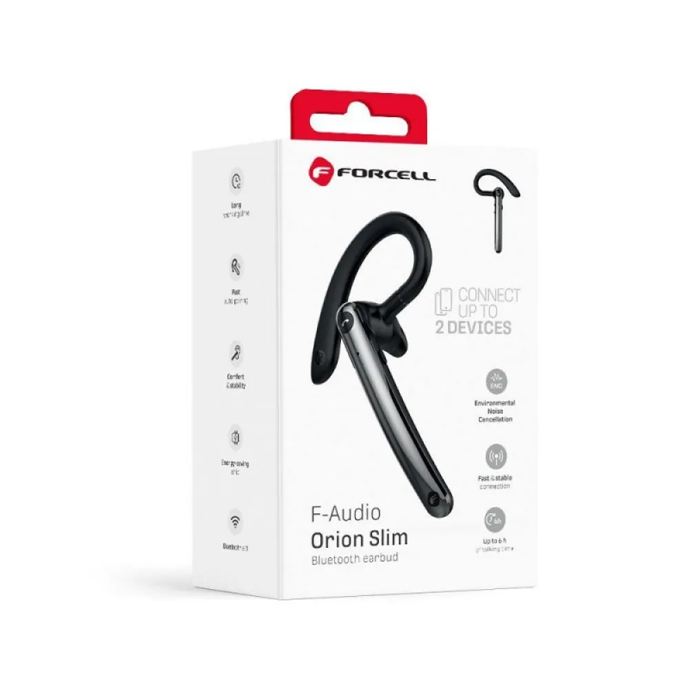 Bezicna mono slušalica FORCELL Orion Slim (ENC, Multipoint, BT 6.0 + EDR, 90 mAh) crna