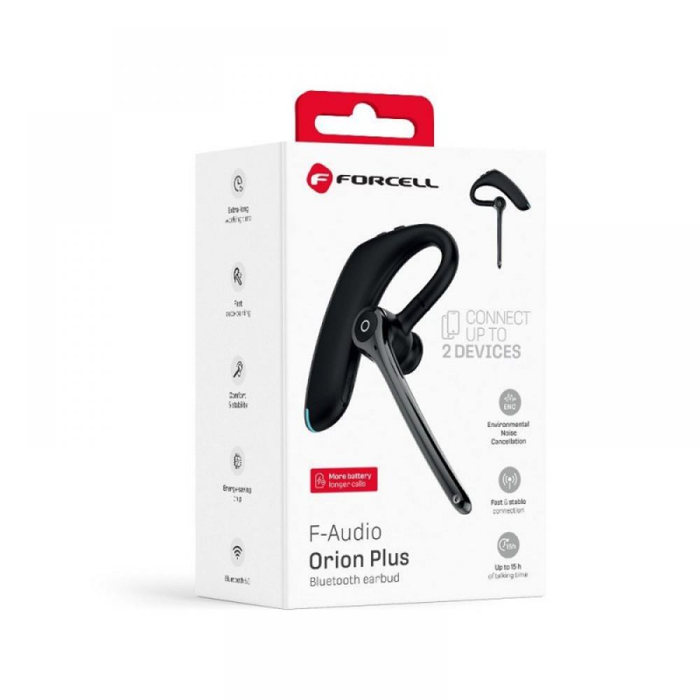 Bezicna mono slušalica FORCELL Orion Plus (ENC, Multipoint, BT 6.0 + EDR, 170 mAh) crna