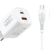 Kucni punjac VEGER USB-A + Type-C PD Super Charge PPS 100W + data kabl Type-C na Type-C 240W TR150 beli