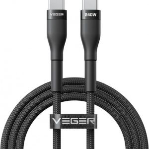 Kabl Type-C na Type-C VEGER PD 5A 240W CC03 1,5 m crni
