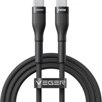 Kabl Type-C na Type-C VEGER PD 5A 240W CC03 1,5 m crni