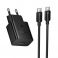 Kucni punjac Hoco USB-C (Type C) QC PD 25W + kabl USB-C (Type C) na USB-C (Type C) N76 crni