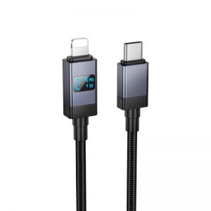 Kabl USB-C (Type C) na Lightning Hoco PD 27W sa displejom 1 m X118 crni