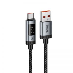 Data kabl sa digitalnim displejom USB-A na USB-C (Type C) Hoco PD 6A 100W 1,2 m U148 crni