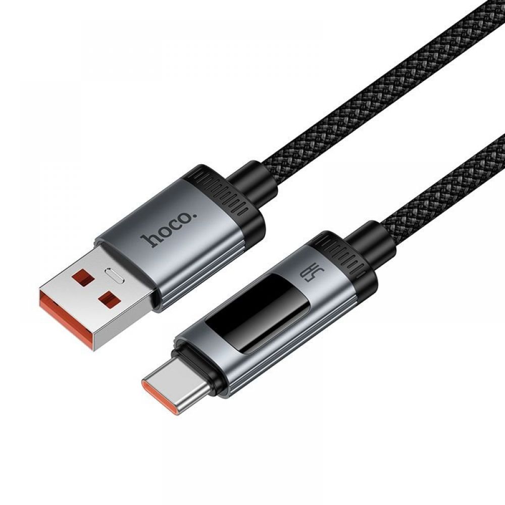 Data kabl sa digitalnim displejom USB-A na USB-C (Type C) Hoco PD 6A 100W 1,2 m U148 crni